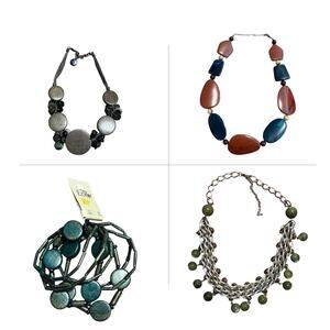 Lot of Costume Jewelry 3 Necklaces 1 NWT Bracelet  Chunky Bib Statement Pieces